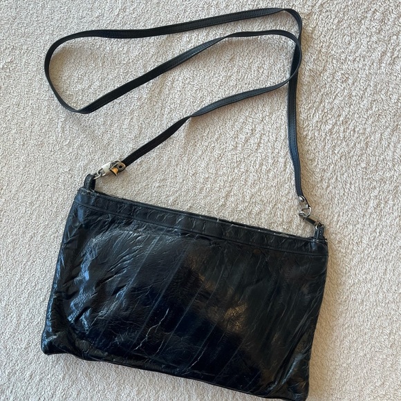Vintage EL-ELEGANCE Black Glossy Shoulder Bag - Picture 3 of 16